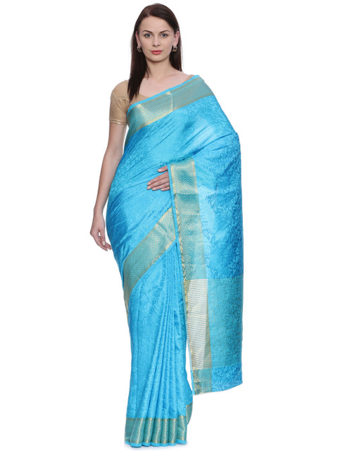 

MIMOSA Blue Art Silk Patterned Kanjeevaram Saree
