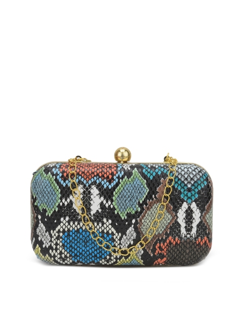 

gaura pakhi Black & Blue Printed Box Clutch