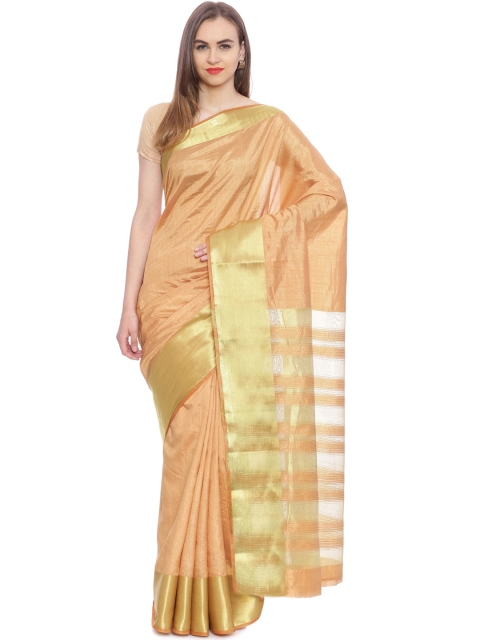 

MIMOSA Beige Art Silk Solid Kanjeevaram Saree