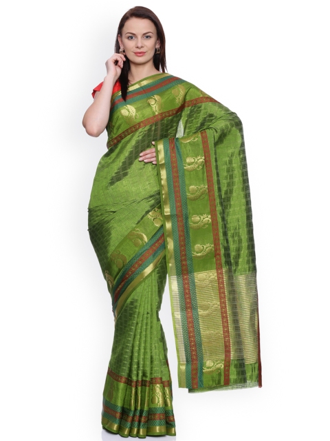 

MIMOSA Olive Green Art Silk Woven Design Kanjeevaram Saree