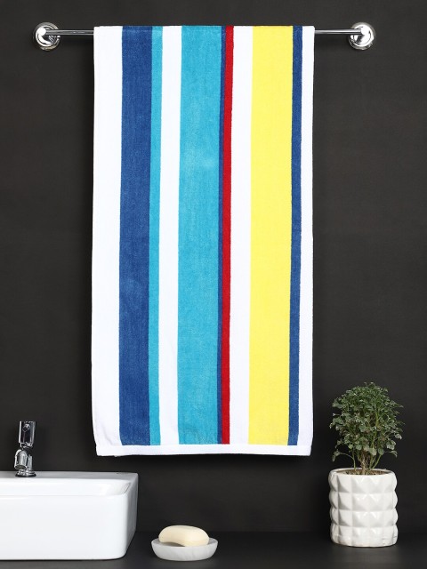 

Raymond Home White & Yellow Striped Cotton 430 GSM 100 % Cotton Bath Towel