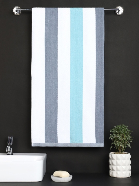 

Raymond Home Unisex White Striped 445 GSM Cotton Bath Towels