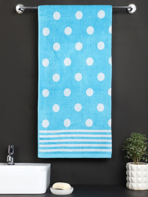 

Raymond Home Adults Blue Polka Dots Print 420 GSM Cotton Bath Towel