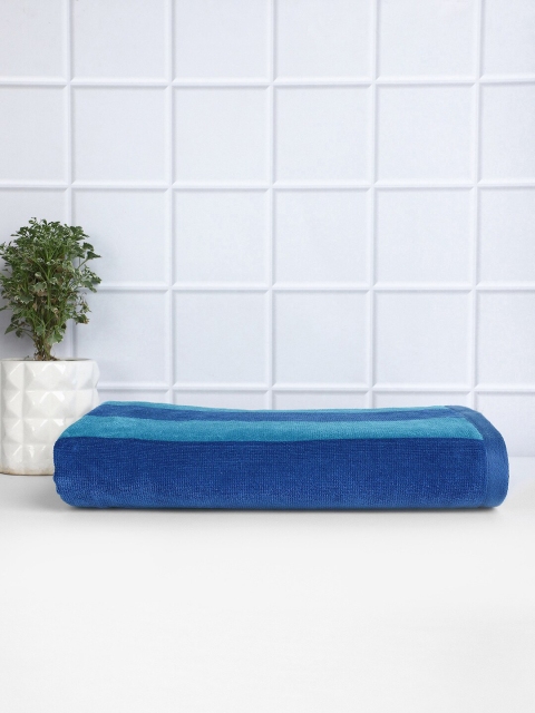 

Raymond Home Blue & Navy Blue Striped Pure Cotton 400 GSM Bath Towel