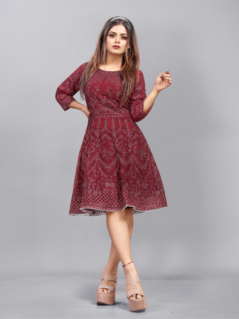 

APNISHA Maroon Georgette Dress