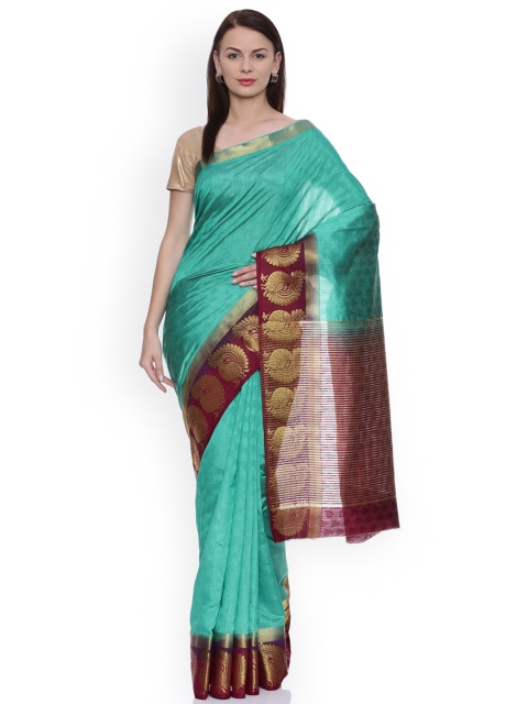 

MIMOSA Turquoise Blue Art Silk Woven Design Kanjeevaram Saree