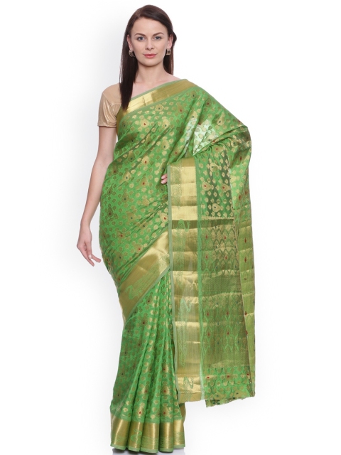 

MIMOSA Green Art Silk Woven Design Kanjeevaram Saree