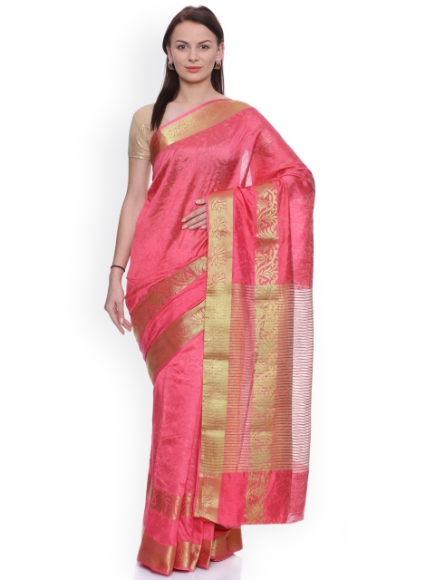 

MIMOSA Pink Art Silk Woven Design Kanjeevaram Saree