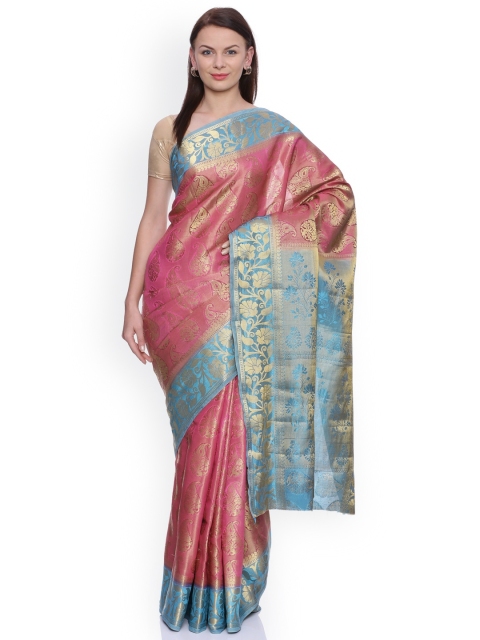 

MIMOSA Pink Art Silk Woven Design Kanjeevaram Saree