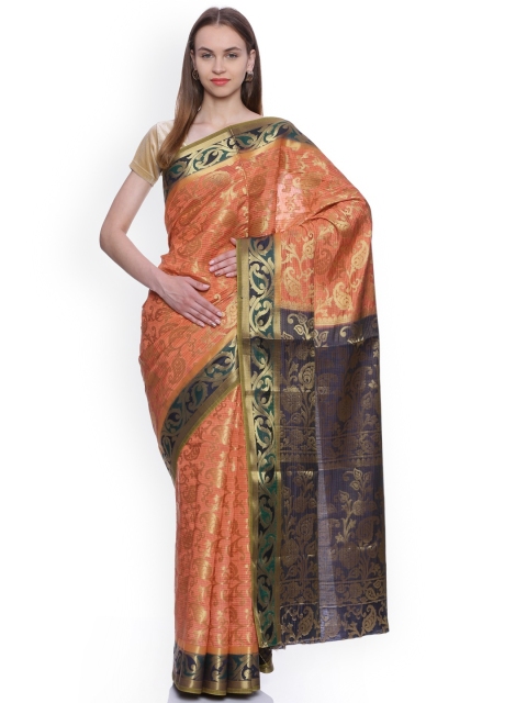 

MIMOSA Peach-Coloured Art Silk Woven Design Kanjeevaram Saree