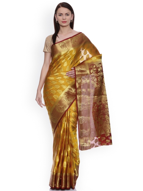

MIMOSA Gold-Toned Art Silk Woven Design Kanjeevaram Saree