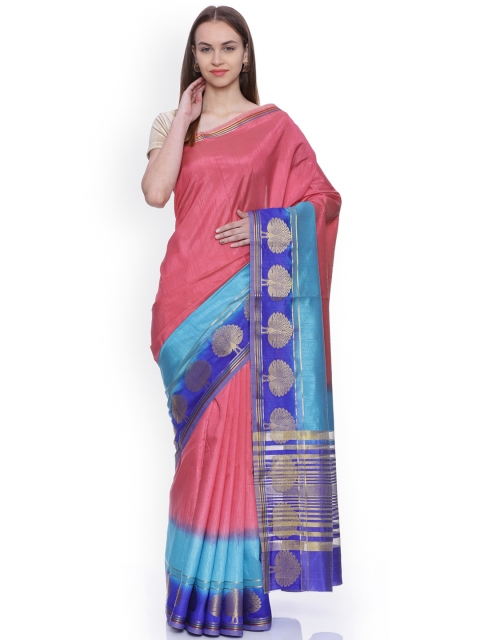 

MIMOSA Pink & Blue Art Silk Kanjeevaram Saree