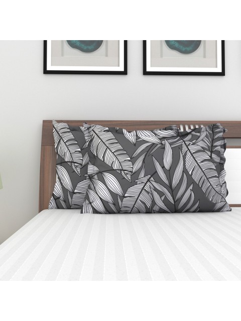 

Home Centre Set of 2 Grey Printed Cotton Pillow Covers