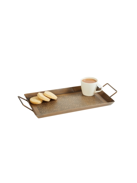 

Home Centre Gold-Toned Textured Rectangular Aluminium Serving Tray
