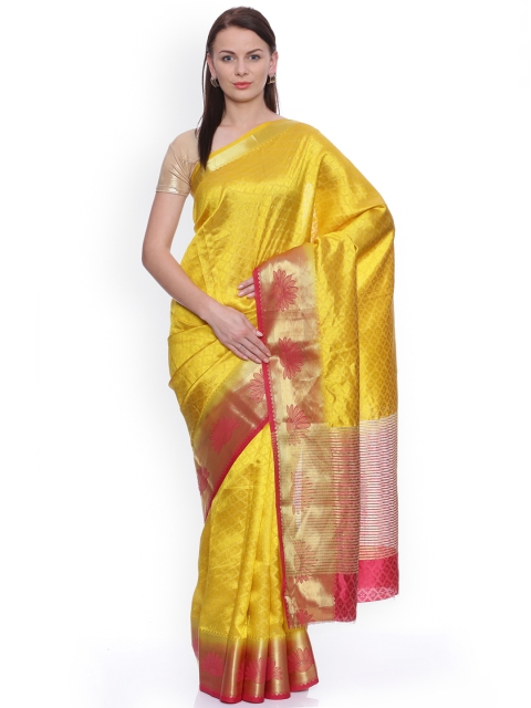 

MIMOSA Gold-Toned Art Silk Woven Design Kanjeevaram Saree