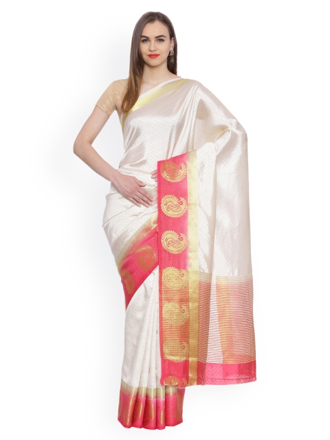 

MIMOSA Off-White Art Silk Woven Design Kanjeevaram Saree