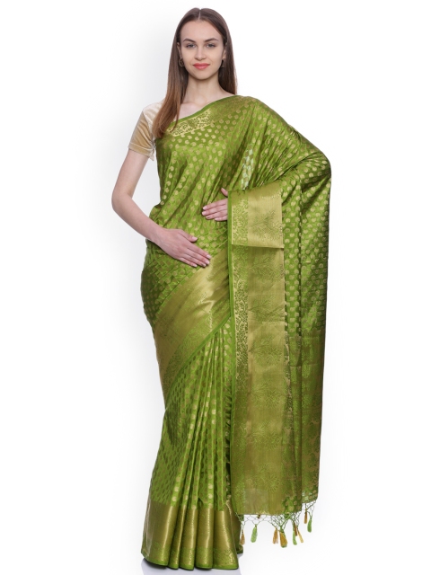 

MIMOSA Green Art Silk Woven Design Kanjeevaram Saree