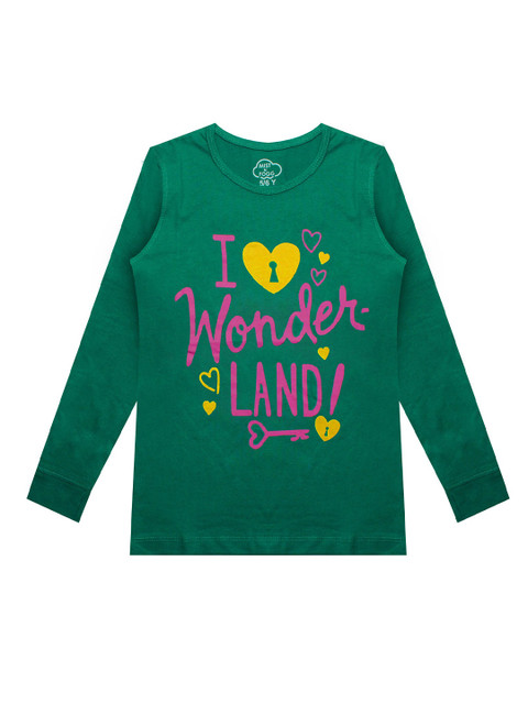 

MIST N FOGG Girls Green Typography Printed Cotton T-shirt