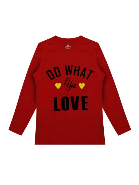 

MIST N FOGG Girls Red Typography Printed T-shirt