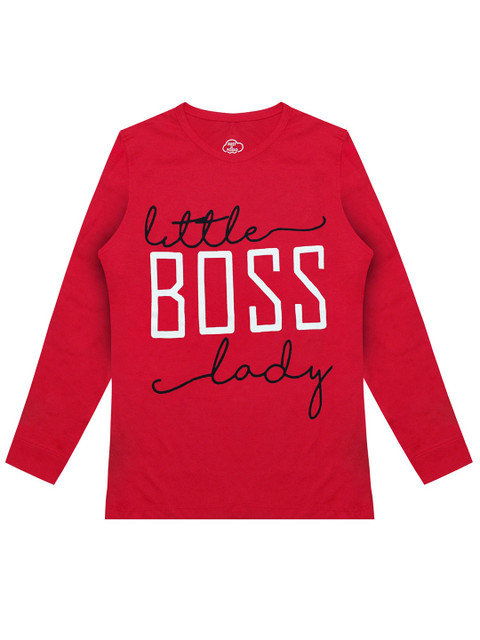 

MIST N FOGG Girls Red Typography Printed T-shirt