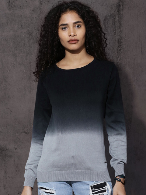 

Roadster Women Black & Grey Dyed Pullover