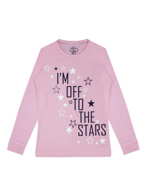 

MIST N FOGG Girls Pink Typography Printed T-shirt