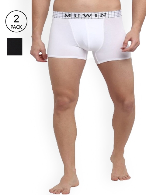 

MUWIN Men Pack Of 2 White & Black Checked Trunk CHKTRUNKSNOWCARBON(S)-PO2
