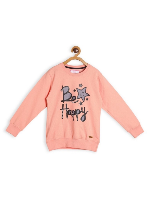 

612League Girls Peach-Coloured Printed Sweatshirt