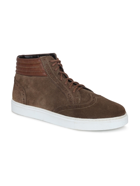 

Alberto Torresi Men Brown Solid Synthetic Leather Mid-Top Sneakers