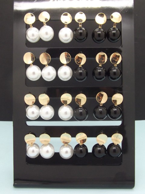 

FEMMIBELLA Women Pack Of 12 Black & White Pearl Studs Earrings