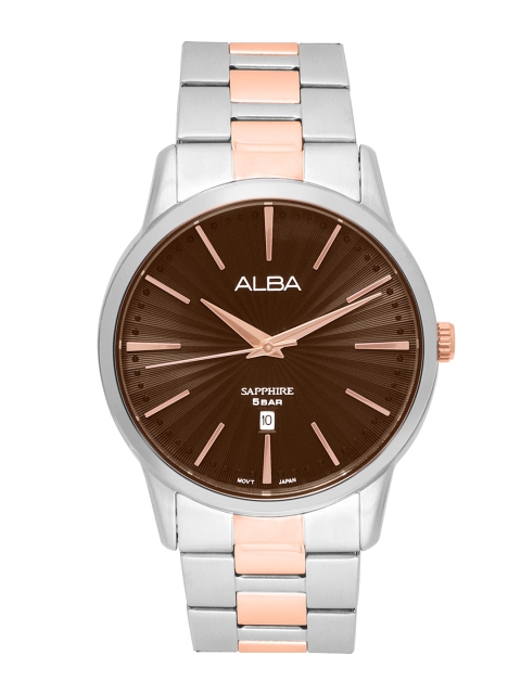 

Alba Men Brown Dial & Silver Toned Stainless Steel Bracelet Style Straps Analogue Watch