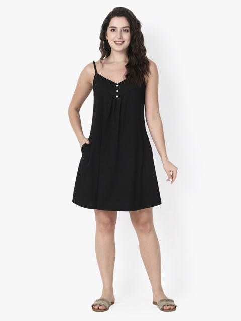 

Again fashions Women Black A-Line Dress