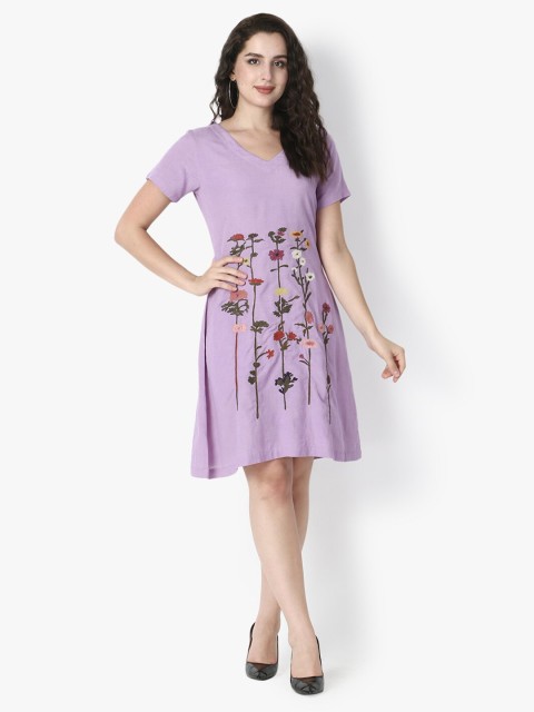 

Again fashions Violet Floral Fit and Flare Dress