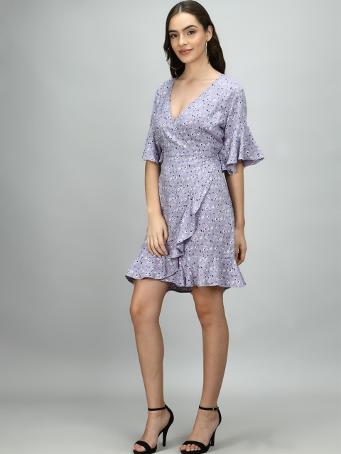 

Retrobelaa Purple Floral Wrap Dress