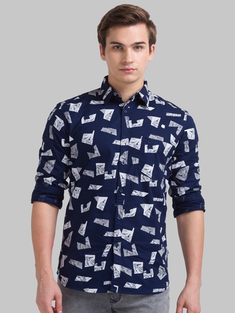 

Parx Men Blue Slim Fit Printed Casual Shirt