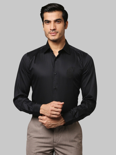 

Raymond Men Black Solid Cotton Formal Shirt