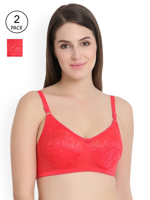 

KYODO Women Pack Of 2 Pink Non Padded Non wired Floral Bra