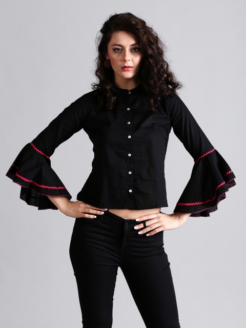 

Style Quotient Women Black Regular Fit Solid Casual Shirt