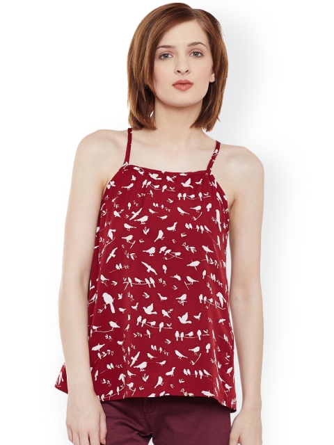 

Belle Fille Women Maroon Printed A-Line Top