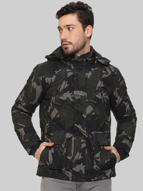 

Mark Leute Men Olive Green Camouflage Tailored Jacket