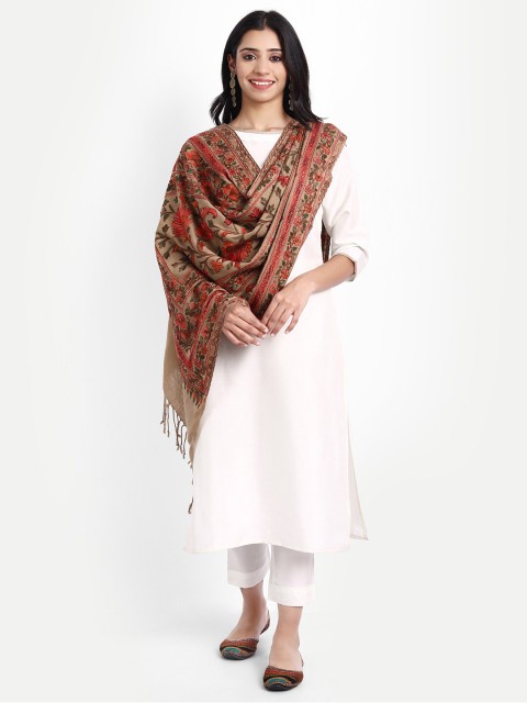 

Zamour Women Brown & Red Embroidered Stole