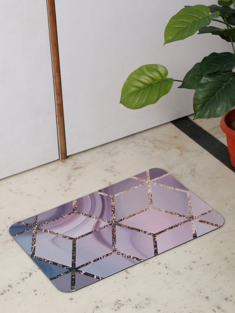 

HOSTA HOMES Purple & Black Abstract Printed Anti Skid Doormat, Pink