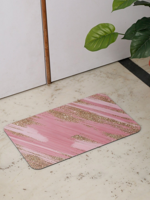 

HOSTA HOMES Pink Abstract Printed Anti-Skid Doormats