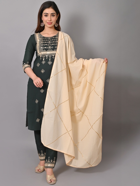 

VASTRAMANIAA Women Green Gotta Patti Kurta with Palazzos & With Dupatta
