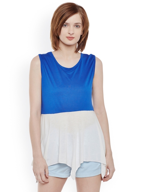 

Belle Fille Women Blue & White Colourblocked Top