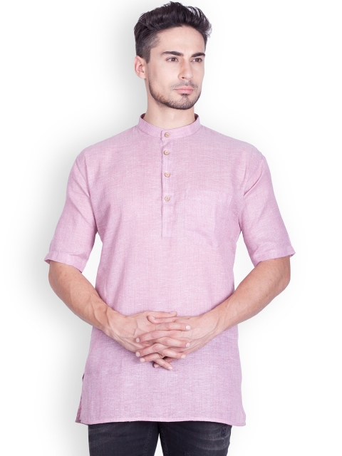 

Sanwara Men Pink Solid Straight Kurta