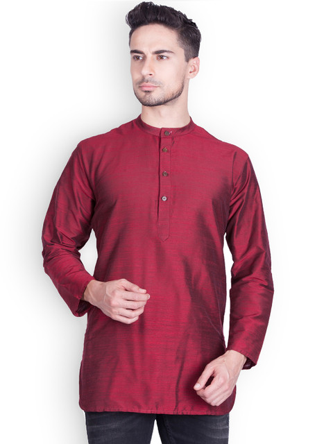 

Sanwara Men Maroon Solid Straight Kurta