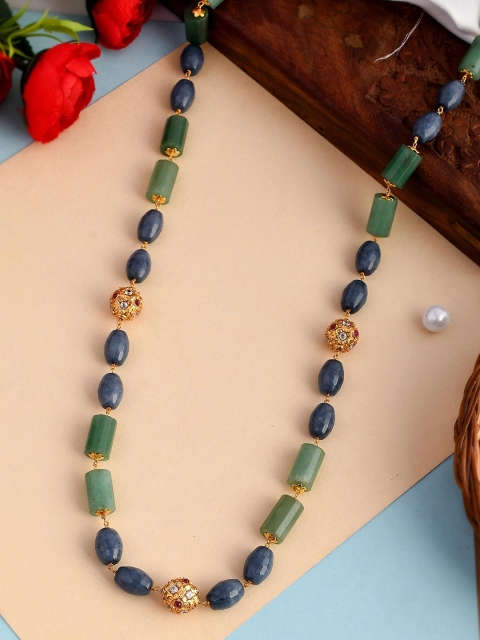 

DASTOOR Green & Grey Brass Gold-Plated Necklace