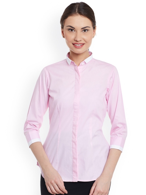 

Dazzio Women Pink Smart Slim Fit Solid Formal Shirt