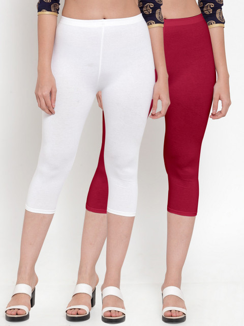 

GRACIT 2 Women White & Maroon Capris